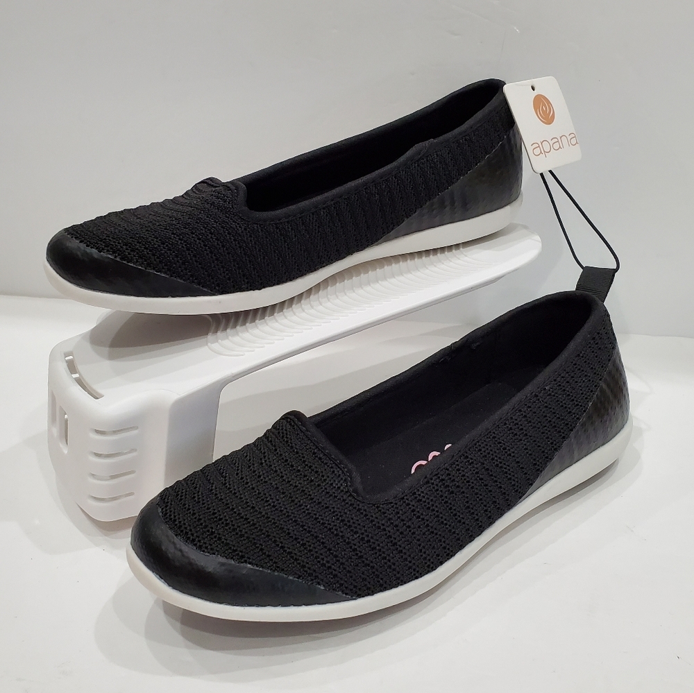 Apana Exhale DaySailor Womens Comfort Slip On Black Shoes size 6  NWT